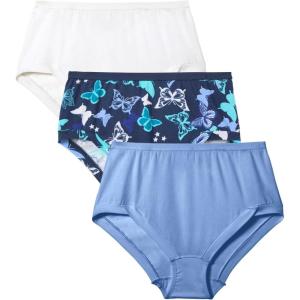 Comfort Choice Plus Size 3-Pack Comfort Leg Brief(Butterfly Pack)