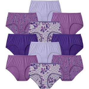Comfort Choice Plus Size Full Coverage Cotton Brief 10-Pack(Mosaic Pack)