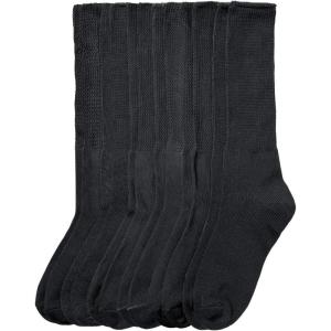 Comfort Choice Women’s Plus Size 6-Pack Rib Knit Socks(Black)