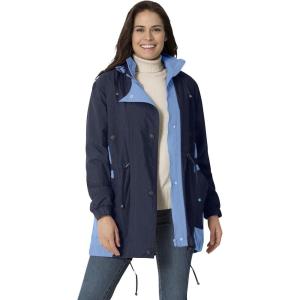 Woman Within Plus Size Colorblocked Taslon Anorak(Navy French Blue)