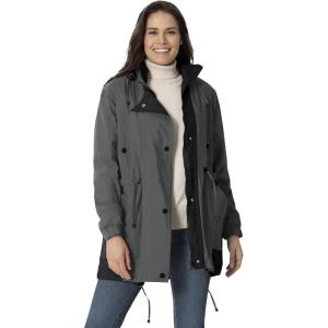 Woman Within Plus Size Colorblocked Taslon Anorak(Slate Black)