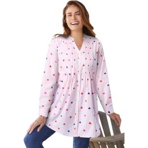 Woman Within Plus Size Perfect Pintuck Tunic(Heart Stripe Multi)