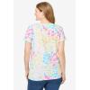 Woman Within Plus Size Perfect Printed Short-Sleeve V-Neck Tee(White Multi Floral)