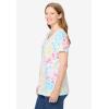 Woman Within Plus Size Perfect Printed Short-Sleeve V-Neck Tee(White Multi Floral)