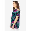 Woman Within Plus Size Short-Sleeve Cold-Shoulder Tee(Black Multi Tropical)