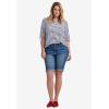 ellos Plus Size Mid-Rise Stretch Denim Bermuda Shorts(Medium Sanded Distressed)