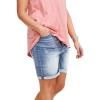 ellos Plus Size Mid-Rise Stretch Denim Bermuda Shorts(Light Blue Sanded Distressed)