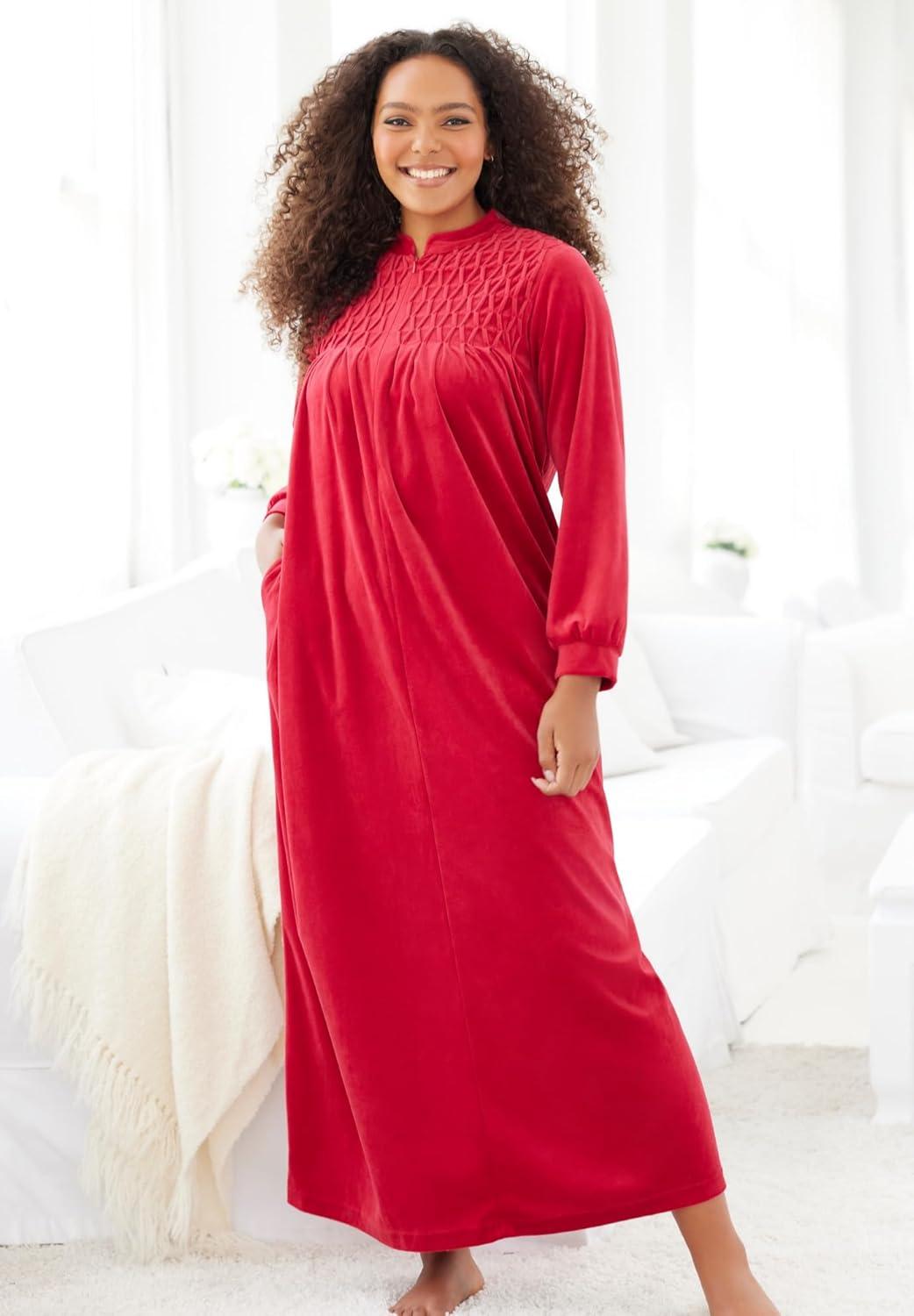imageOnly Necessities Plus Size Smocked Velour Long Robe