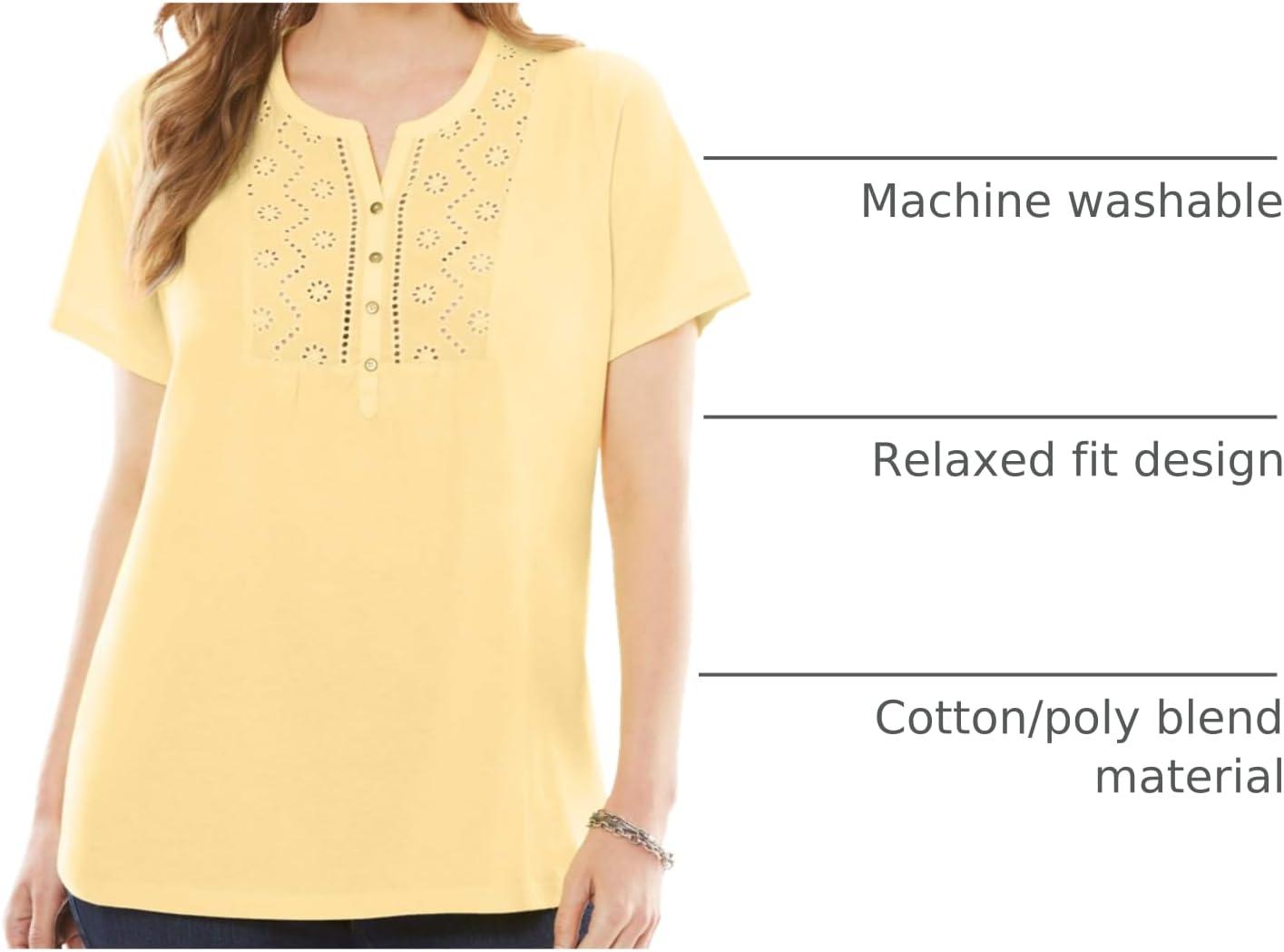 imageWoman Within Plus Size Eyelet Henley TeeBanana