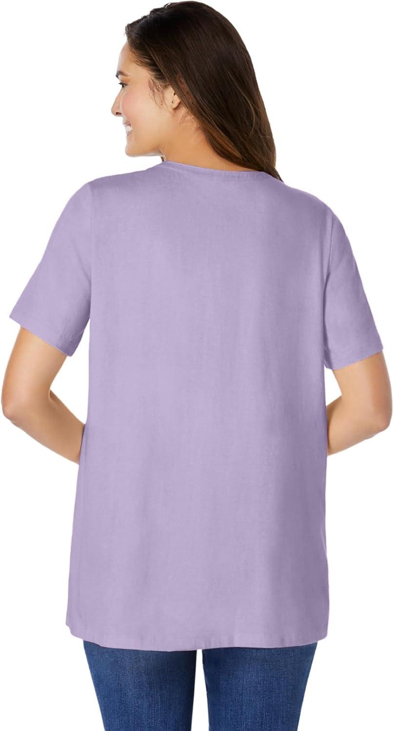 imageWoman Within Plus Size Eyelet Henley TeePale Lilac