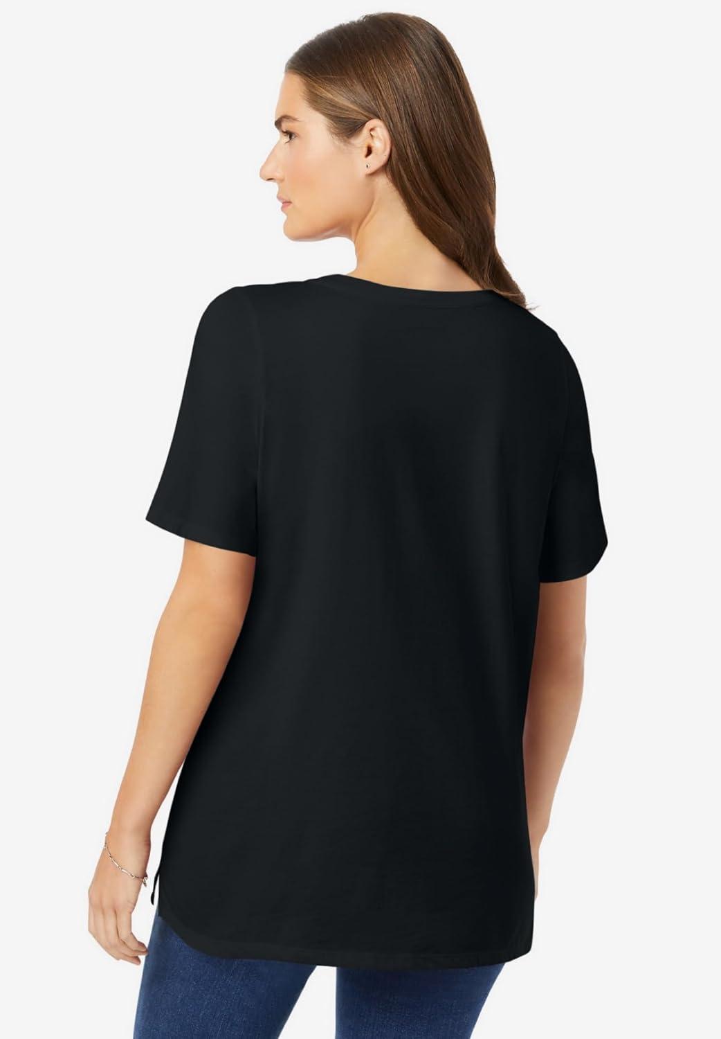 imageWoman Within Plus Size Graphic TeeBlack Mixed Bouquet