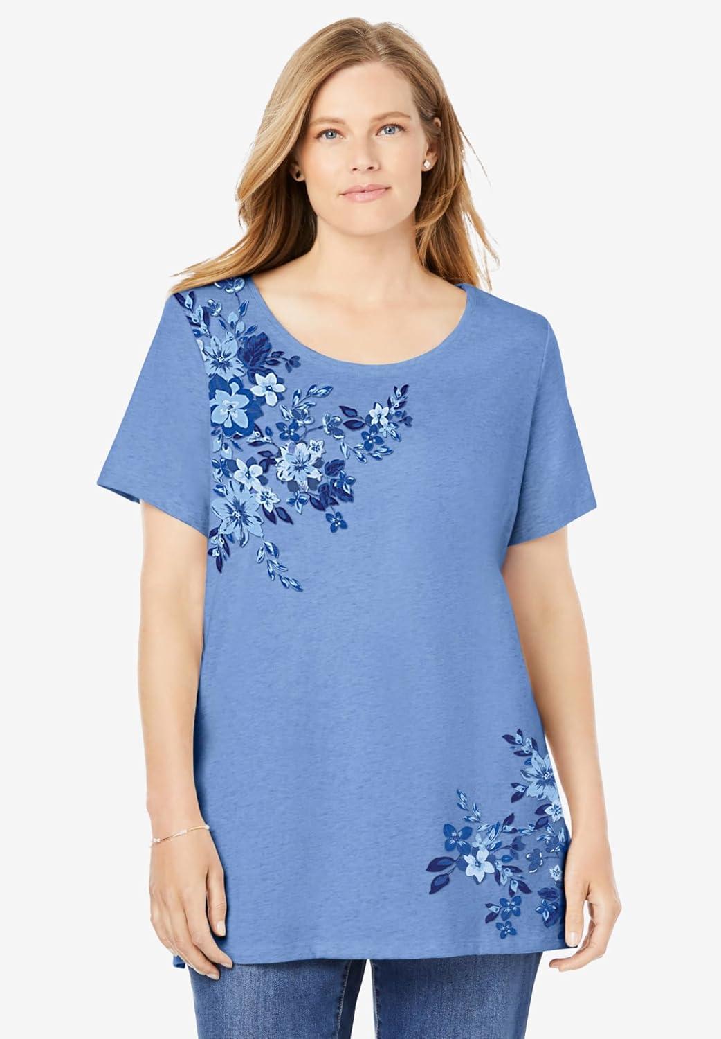 imageWoman Within Plus Size Graphic TeeFrench Blue Lotus