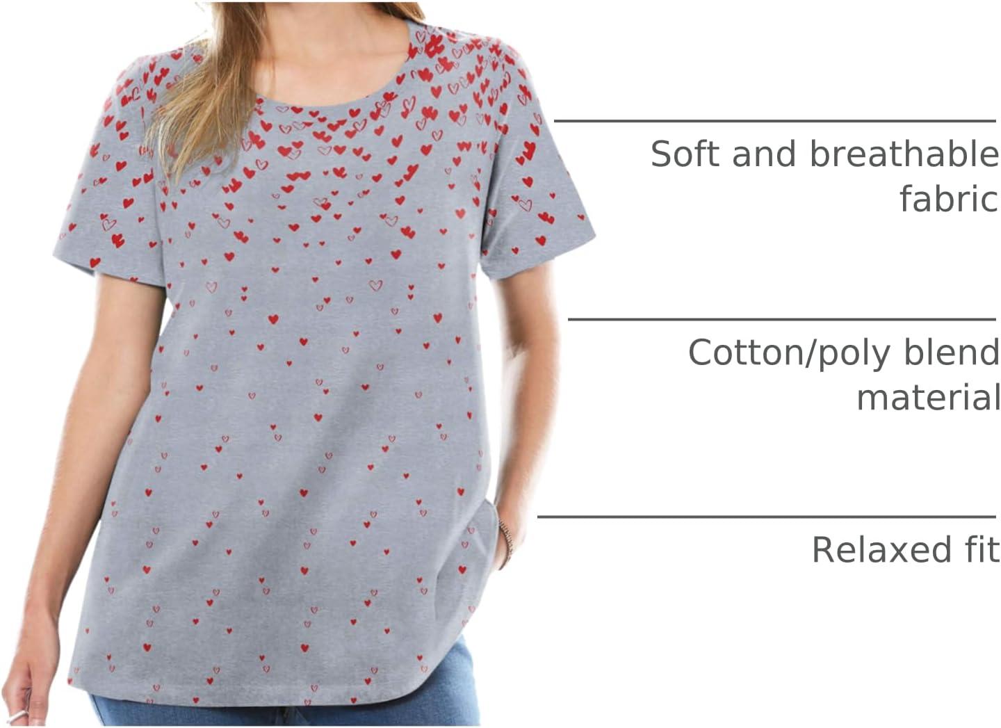 imageWoman Within Plus Size Graphic TeeHeather Grey Falling Hearts