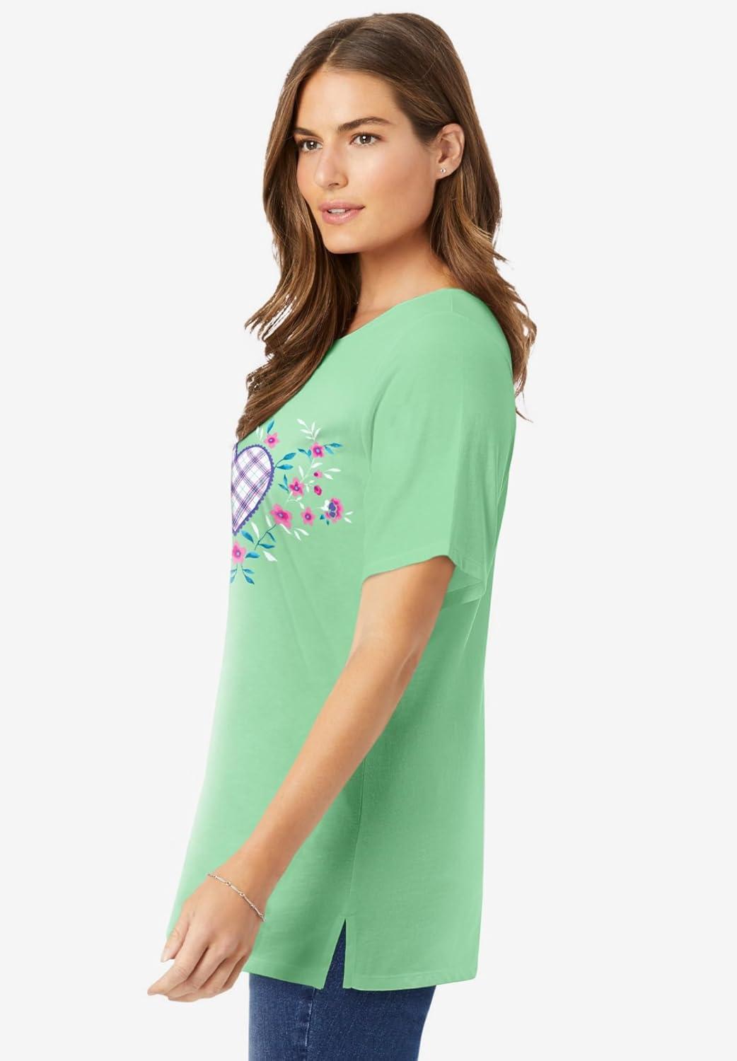 imageWoman Within Plus Size Graphic TeePistachio Heart Placement
