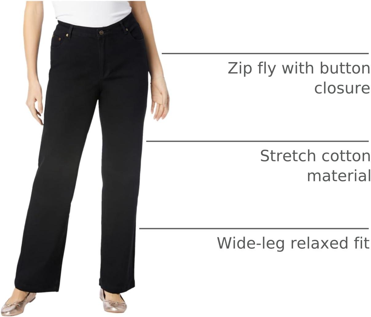 imageWoman Within Plus Size Stretch Denim WideLeg FivePocket JeansBlack Denim