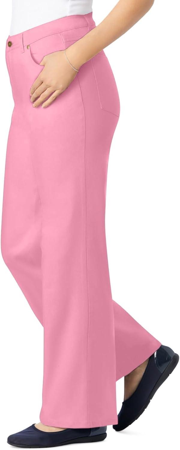 imageWoman Within Plus Size Stretch Denim WideLeg FivePocket JeansDelicate Pink