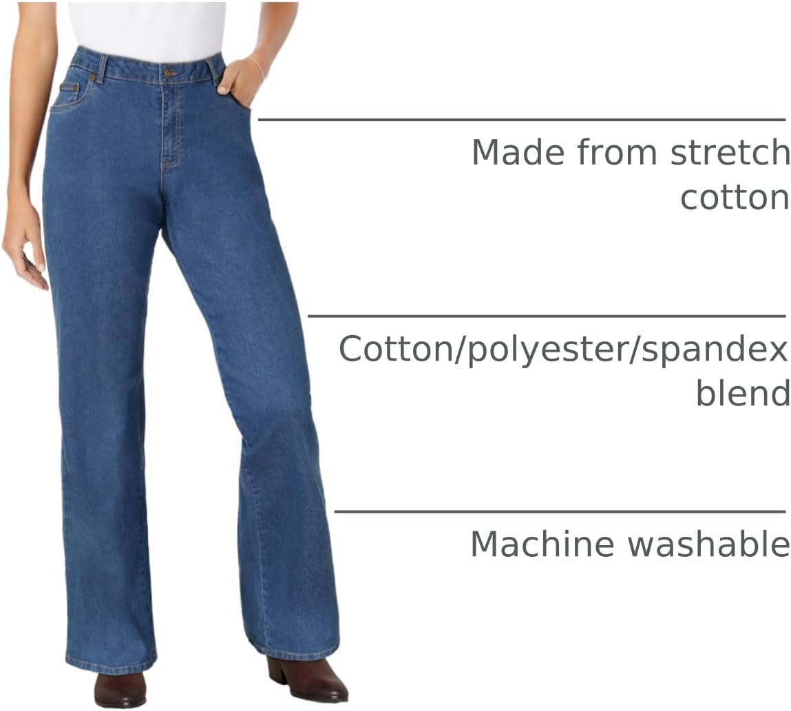 imageWoman Within Plus Size Stretch Denim WideLeg FivePocket JeansMedium Stonewash