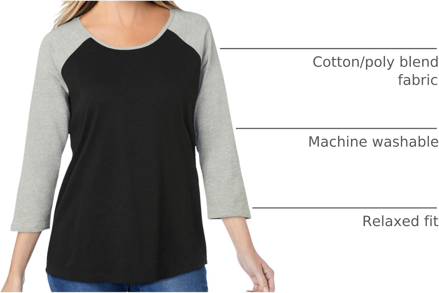 imageWoman Within Plus Size ThreeQuarter Sleeve Baseball TeeBlack Heather Grey
