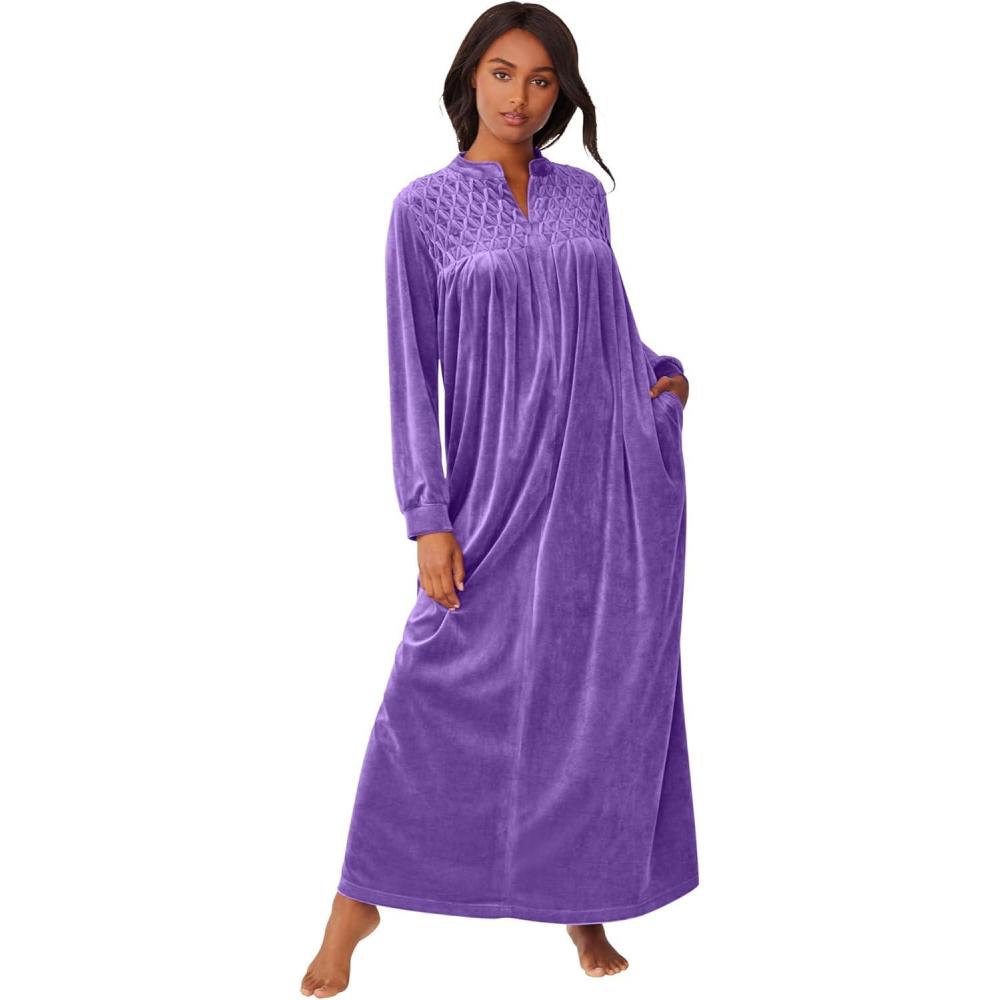 imageOnly Necessities Plus Size Smocked Velour Long Robe