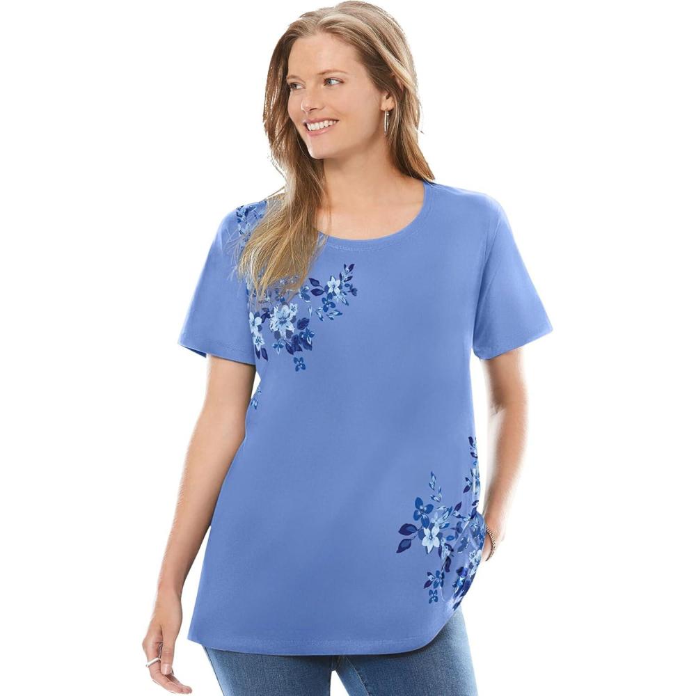imageWoman Within Plus Size Graphic TeeFrench Blue Lotus