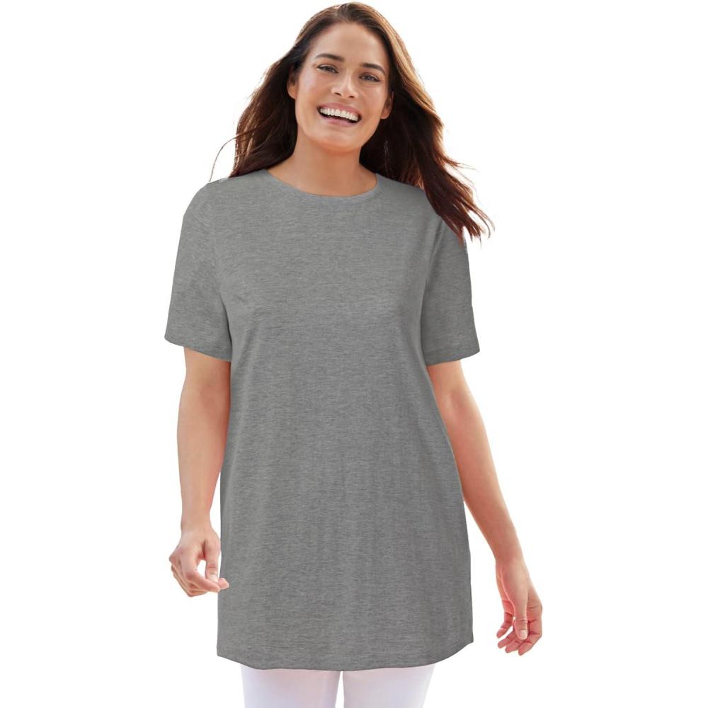 imageWoman Within Plus Size Perfect Crewneck TunicMedium Heather Grey