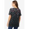 Woman Within Plus Size Graphic Tee(Black Multi Falling Hearts)