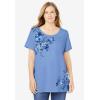 Woman Within Plus Size Graphic Tee(French Blue Lotus)