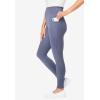 Woman Within Plus Size Tall Stretch-Cotton Knit Pull-On Pocket Leggings(Heather Navy)