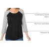 Woman Within Plus Size Three-Quarter Sleeve Baseball Tee(Black Heather Grey)
