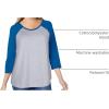 Woman Within Plus Size Three-Quarter Sleeve Baseball Tee(Classic Heather Grey Bright Cobalt)