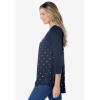 Woman Within Plus Size Three-Quarter Sleeve Baseball Tee(Navy Multi Sprinkle Hearts)