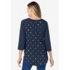 Woman Within Plus Size Three-Quarter Sleeve Baseball Tee(Navy Multi Sprinkle Hearts)