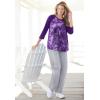 Woman Within Plus Size Three-Quarter Sleeve Baseball Tee(Seamist Blue Bloom)