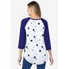 Woman Within Plus Size Three-Quarter Sleeve Baseball Tee(White Stars)