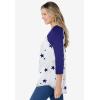 Woman Within Plus Size Three-Quarter Sleeve Baseball Tee(White Stars)