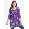 Woman Within Plus Size V-Neck Pintucked Tunic(Black Marigold Floral)