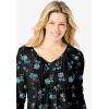 Woman Within Plus Size V-Neck Pintucked Tunic(Black Marigold Floral)