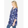 Woman Within Plus Size V-Neck Pintucked Tunic(Navy Floral)