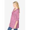 Woman Within Plus Size V-Neck Pintucked Tunic(Pink Orchid Marigold Floral)