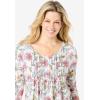 Woman Within Plus Size V-Neck Pintucked Tunic(White Floral)
