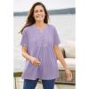Woman Within Plus Size Eyelet Henley Tee(Pale Lilac)