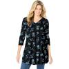 Woman Within Plus Size V-Neck Pintucked Tunic(Black Marigold Floral)