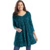 Woman Within Plus Size V-Neck Pintucked Tunic(Deep Teal Leaf)