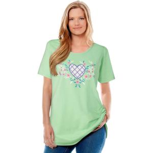 Woman Within Plus Size Graphic Tee(Pistachio Heart Placement)