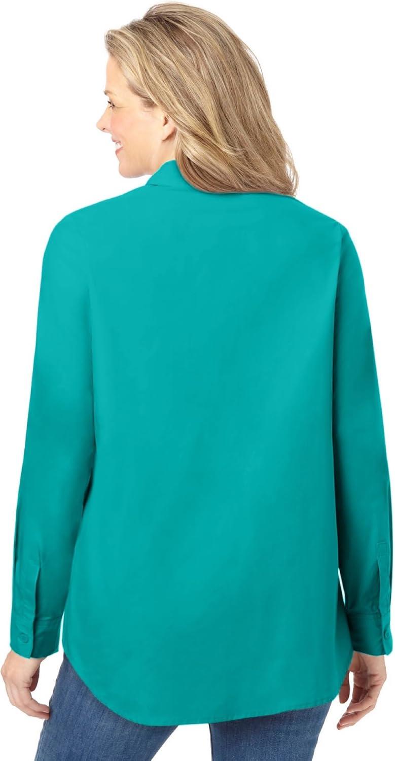 imageWoman Within Plus Size Perfect Long Sleeve ShirtAquamarine