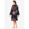 Amoureuse Plus Size The Luxe Satin Short Peignoir Set(Black Floral)