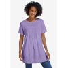 Woman Within Plus Size Embroidered Eyelet Pintucked Tunic(Azure)