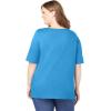 Woman Within Plus Size Perfect Elbow-Sleeve Square-Neck Tee(Azure Blue)