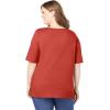 Woman Within Plus Size Perfect Elbow-Sleeve Square-Neck Tee(Burnt Red)