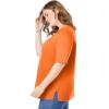 Woman Within Plus Size Perfect Elbow-Sleeve Square-Neck Tee(Orange Twist)